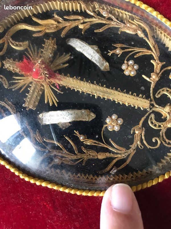 Lot De 3 Cadres En Verre Bombé, Ex-votos Cœurs Sacrés, Déco Vintage