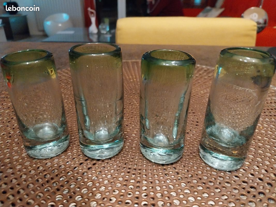Lot de 4 petits verres a shots ou tequila mexicain verre souffle (image 5)