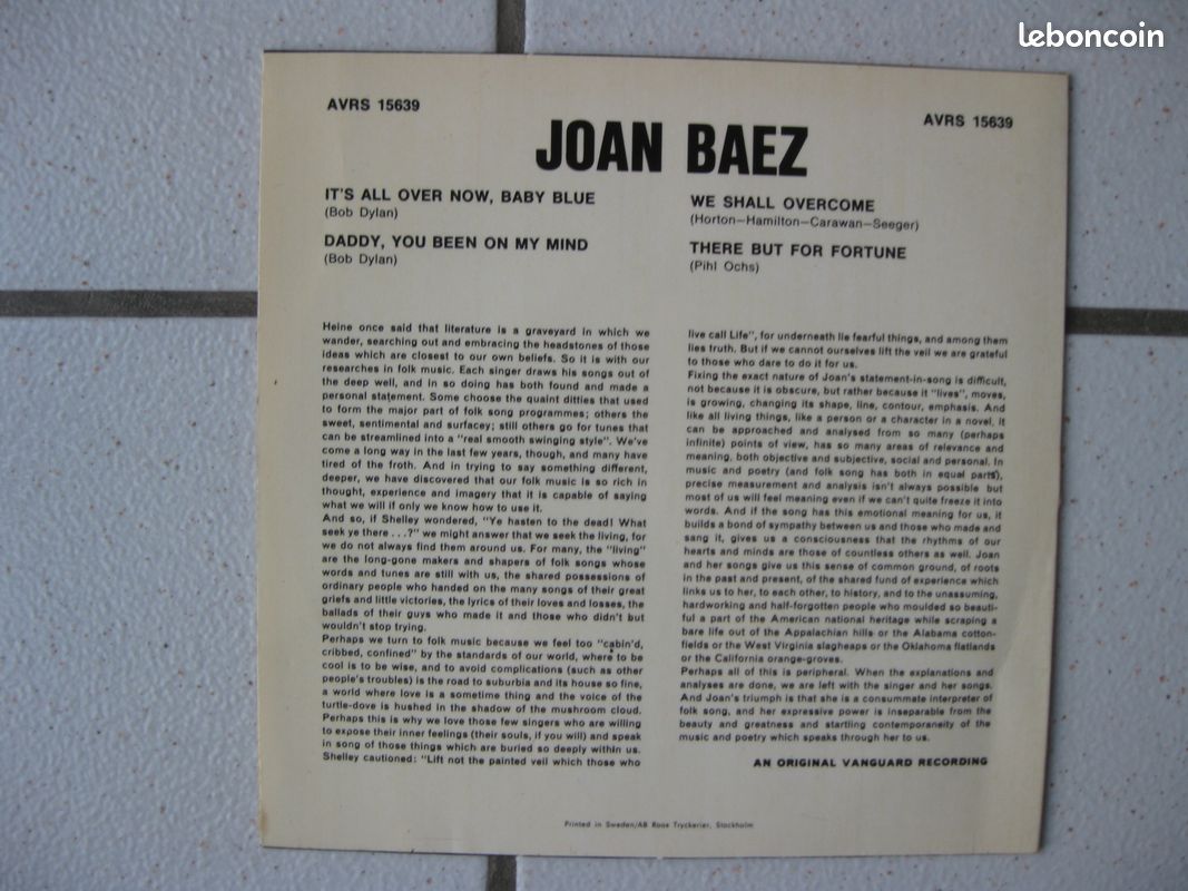 VINYLE 45 Tours EP de JOAN BAEZ (image 2)