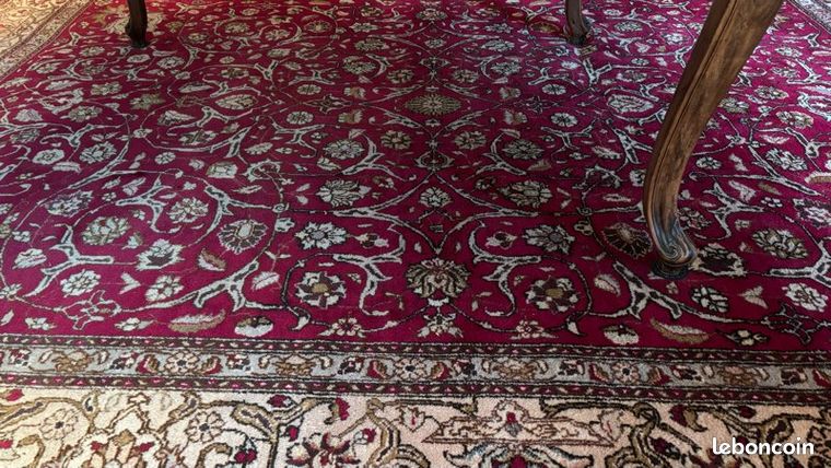 Tapis Traditionnel Persan Tabriz Noué à La Main En Couleurs Ivoire Camel Et Rouille