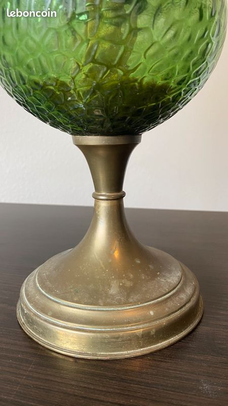 Ancienne Lampe à Pétrole De Poupée – Miniature Verre Motif Relief (vintage)