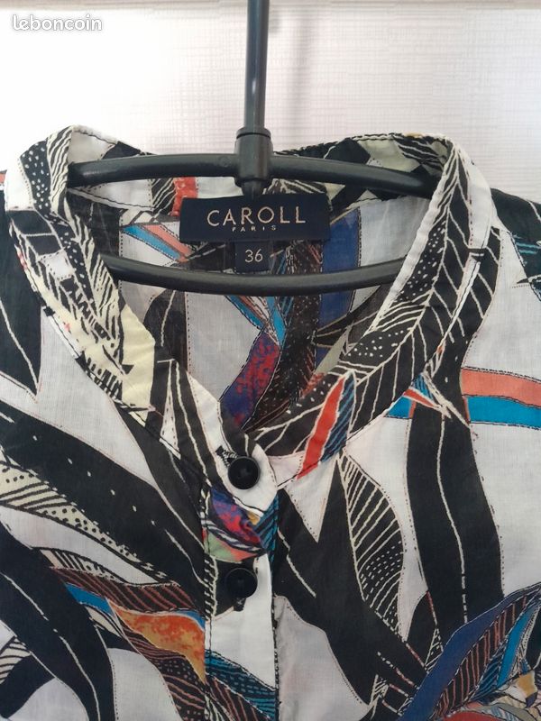 Chemisier Caroll Taille 36 – Manches Longues – Viscose Avec Fils Dorés – Comme Neuf