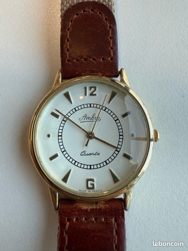 Montre vintage Ambre Quartz – Made in France – Élégance classique