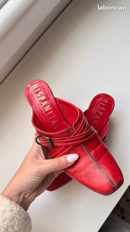 Mules rouge en cuir (image 3)