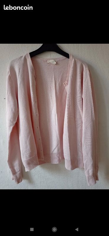 Lot de 2 gilets taille M, marque H&M, couleur rose et marron (image 3)