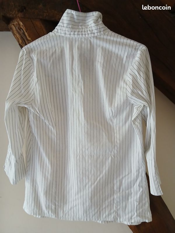 Chemisier blanc à rayures femme taille 38 (image 3)