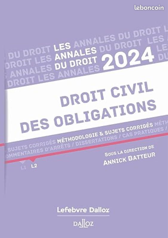 Livre droit civil des obligations 2024 les annales de droit dalloz (image 1)