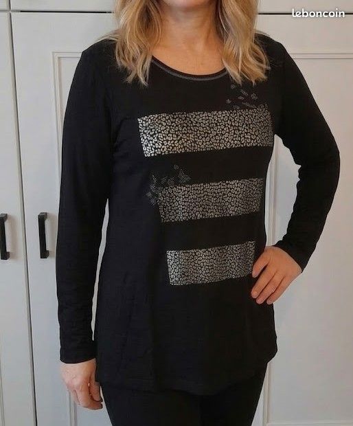 🖤 Haut Noir Élégant Emelia Lay- T 46/48 (image 1)