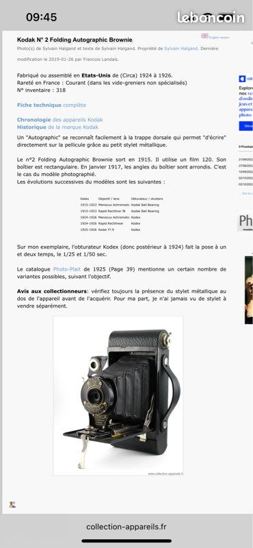 Appareil Photo Ancien Kodak N°2 Folding Avec Obturateur Ball Bearing - Vintage, état D'usage