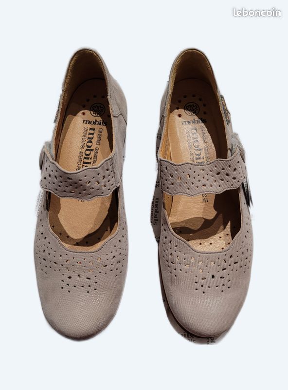 Mephisto Mobils By Fabienne: Scarpa Bassa Con Velcro In Pelle, Colore Dark Taupe (Beige), Comodità Assoluta - 2