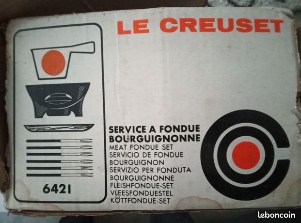 Service à Fondue Bourguignonne En Fonte Vintage Style Années 70 - Neuf, Couleur Orange Vif