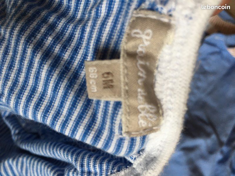 Lot vêtements bébé 6 mois,Pyjama, body, pantalon, chemise jacadi (image 7)