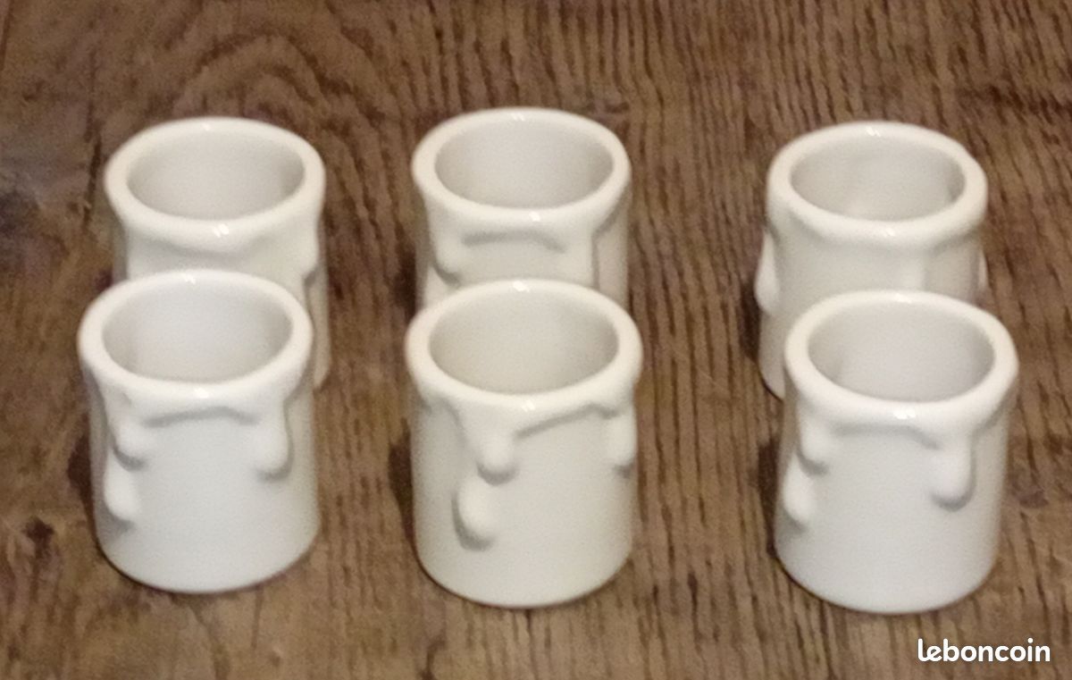 6 anciens tube de bougie en porcelaine beige (image 1)