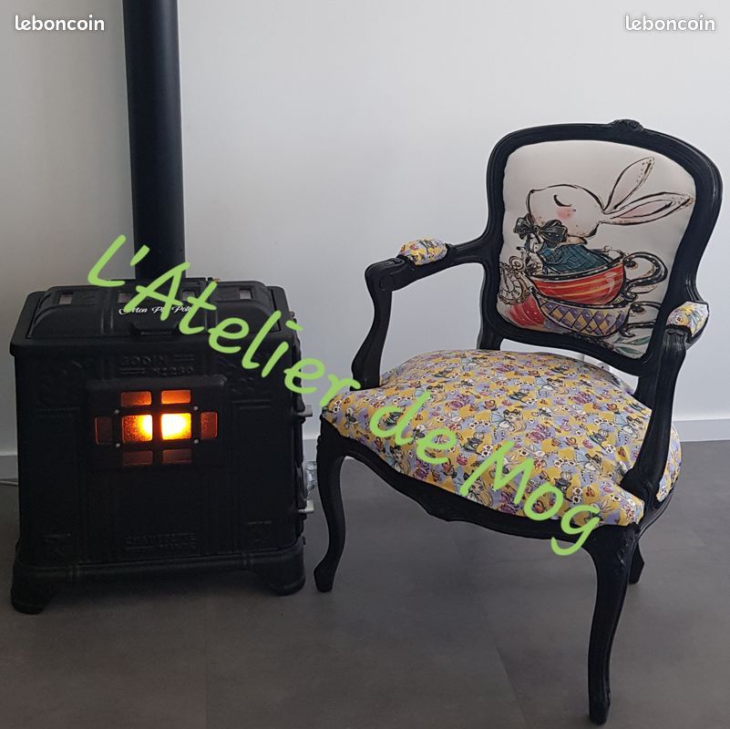 Fauteuil style Louis XV rénové et relooké Je suis en retard (image 1)