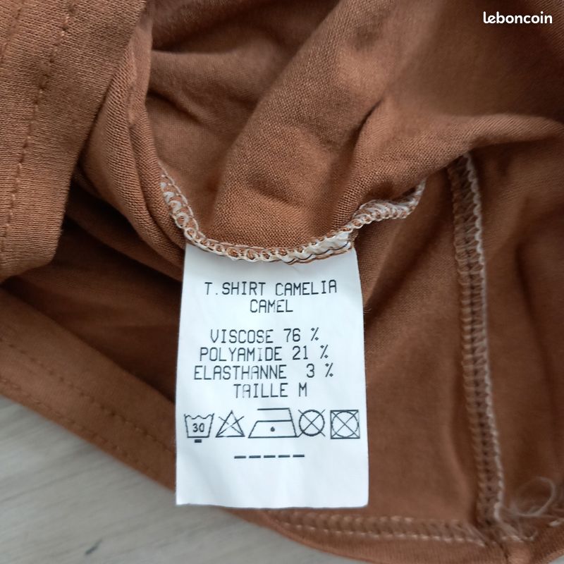 T-shirt femme à manches longues couleur camel taille M (image 4)