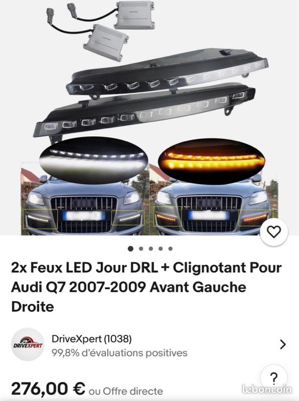 Feux De Jour LED Pour Audi Q7 - DRL Jaune, Clignotants Intégrés, Température 6000K, Neufs