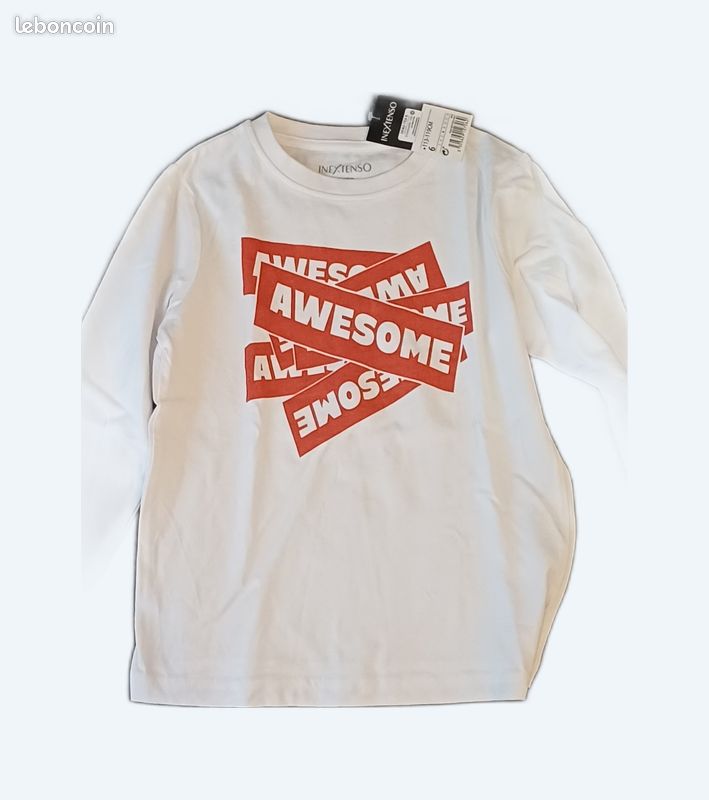 Tee shirt blanc in extenso manches longues 6 ans 113 119 cm neuf (image 1)