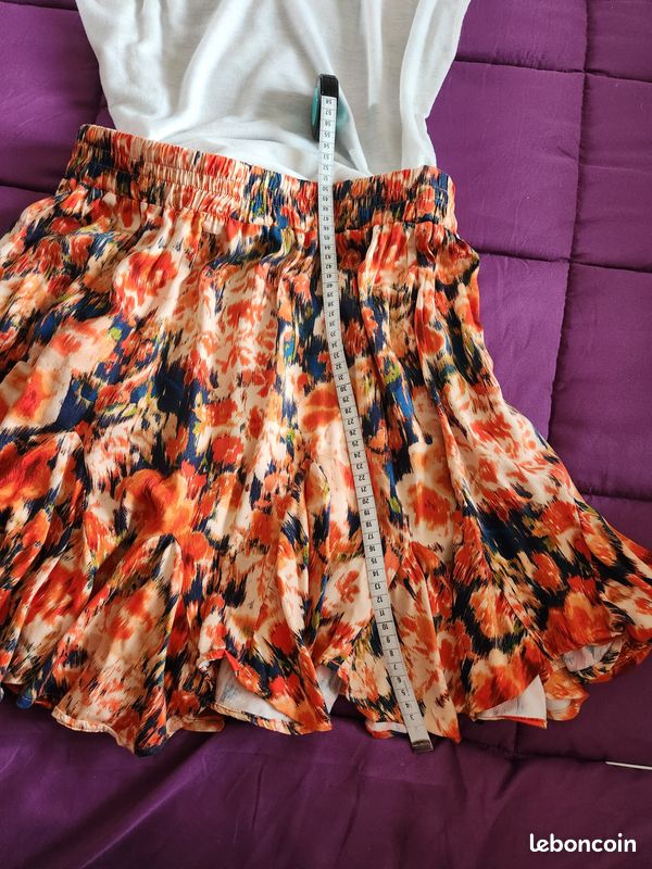 Lane Bryant Womens Plus 20 Orange White Polka Dot A-Line Skirt Modernist