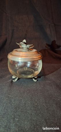 BOÎTE AVEC COUVERCLE En Cristal Taillé Argent 900 Hofjuwelier M