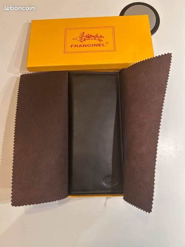 Porte chéquier cuir de vachette noir (image 2)