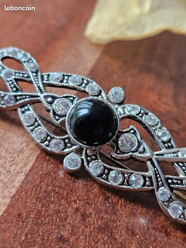 Ancienne Broche En Argent Massif Art Déco Nouveau créateur ambre