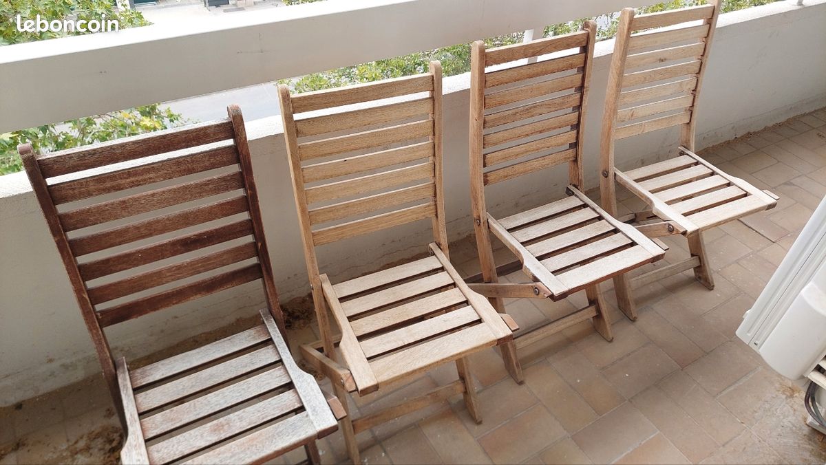 Table extérieur bois et ses 4 chaises (image 2)