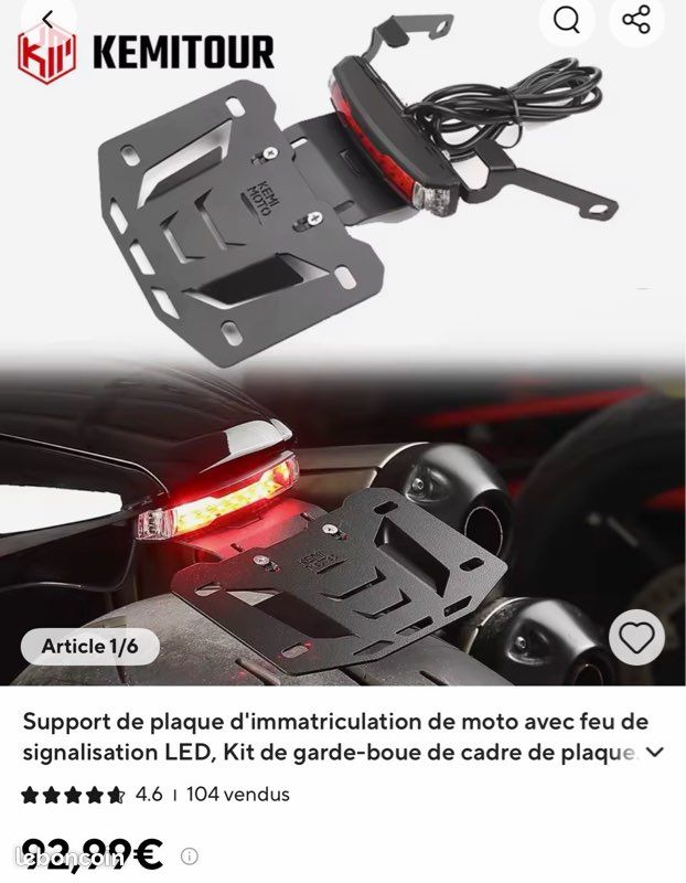 Support Plaque Immatriculation Moto LED Pour Sportster S 1250 – Cadre Garde-boue Avec Feu Intégré