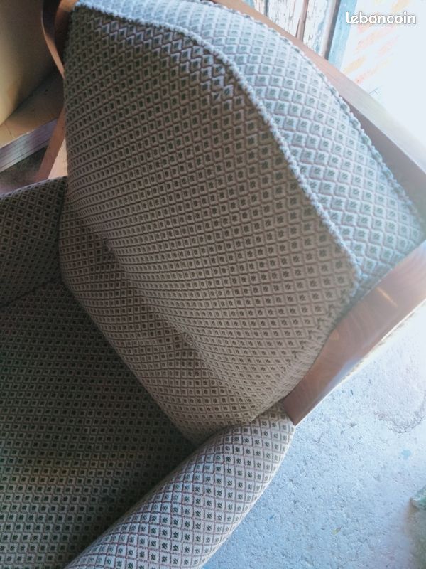 Ensemble de fauteuils de salon, canapé 3 places bois et tissus et 2 fauteuils individuels (image 2)