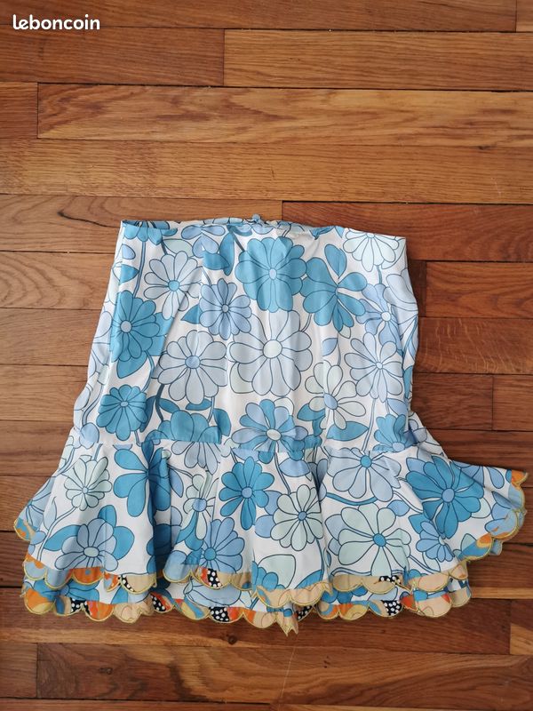 Ensemble Bustier Et Jupe Fleurie Girbaud Boho Chic - Taille ~40/42, Occasion Très Bon état
