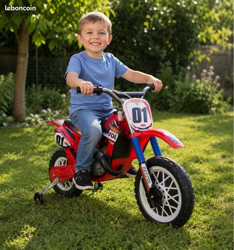 Moto cross électrique avec roulettes Honda 6V (image 1)