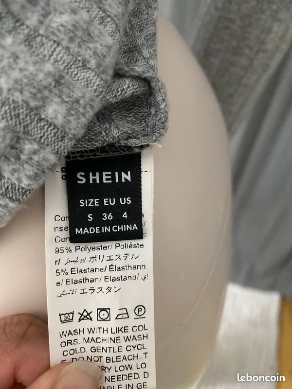 Pull Col Roulé Blanc Shein Taille S – Occasion Très Bon état, Manches Longues, Coupe Ajustée