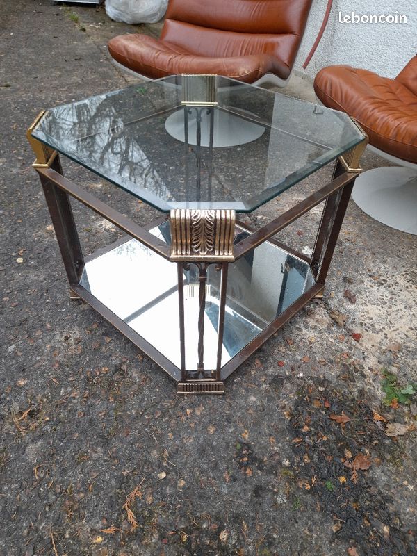 Table basse verre et métal style regency (image 4)