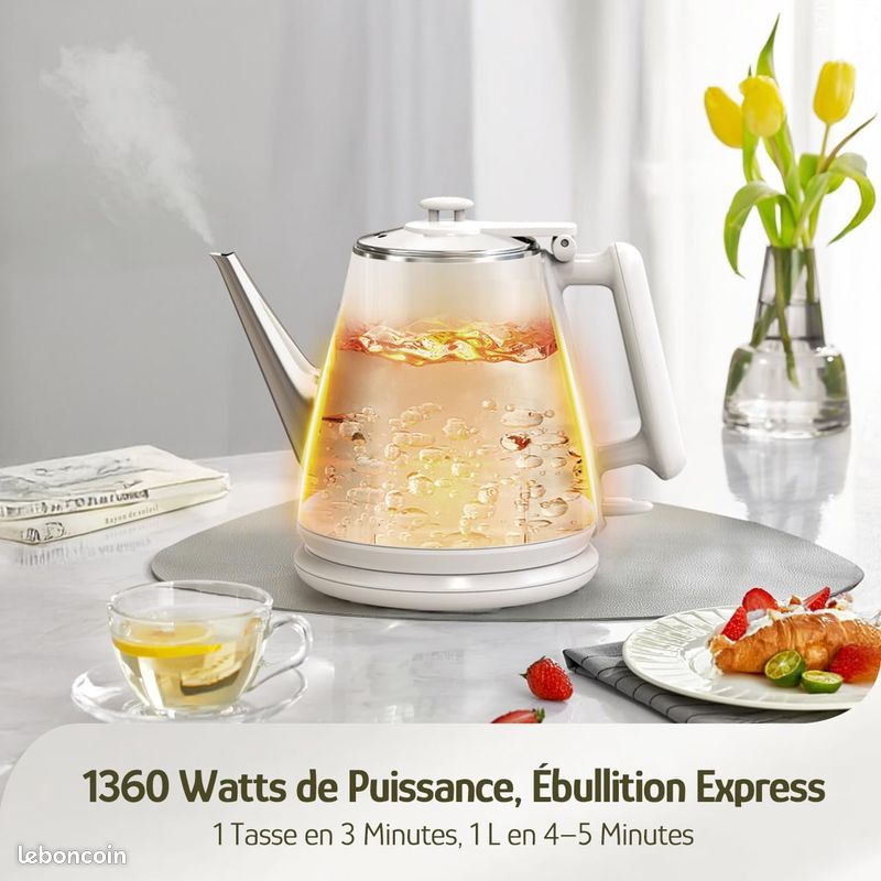 Hazel Quinn Bouilloire Electrique, 304 Acier Inoxydable et Sans BPA, Sans Fil et Avec Arrêt Automatique, Parois Doubles, 1 Litre, 1360 Watts, Imprimé Fleurie