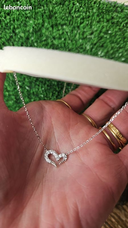 Collier Pendentif Cœur En Argent 925 Vintage - Bijou Romantique - Occasion