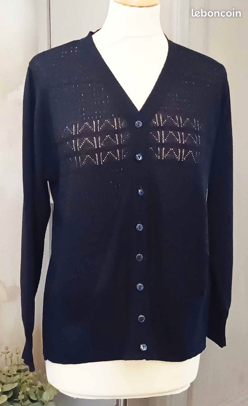 Cardigan bleu marine à glissière AURALEE en solde