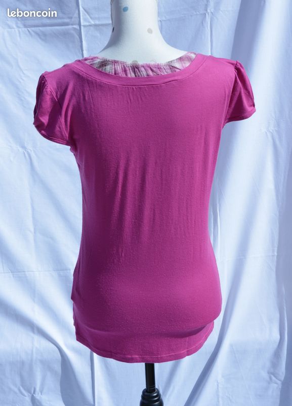 Tshirt Fuchsia Rose Tartan Cache Cache Taille 42/XL (image 6)