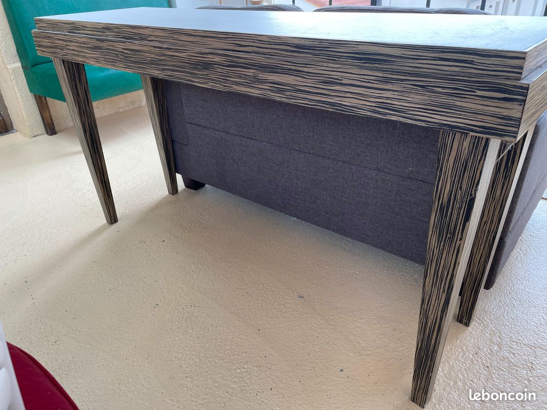Console Vintage des Années 60 en Stratifié Bois Foncé et plateau Blanc (image 2)