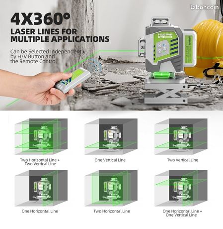 LOT NIVEAU LASER huepar bluetooth S04CG vert 4d batterie + trepied tpd14+ lr6-rg EUR 309,00