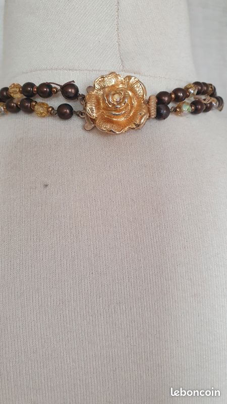 Collier Vintage Double Perle En Verre De Murano - Fermoir Ancien, Occasion