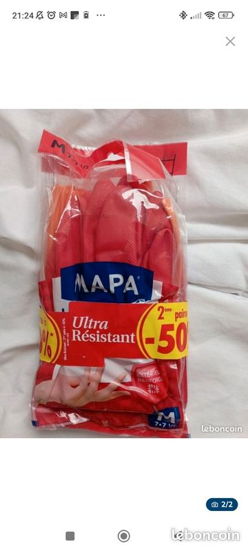 Lot 2 paires de gants MAPA taille M neuf 2 (image 2)