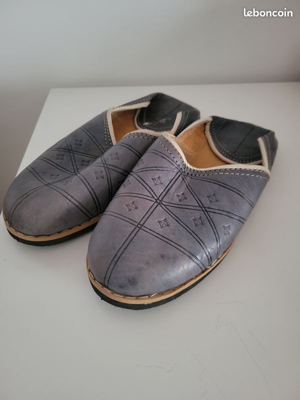 Babouches cuir berbères marocaines garçon (image 1)