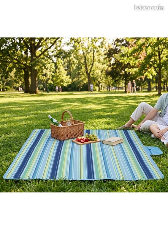 Plaid De Sol Pique Nique Tapis De Pique-nique Imperméable Extra Large - 200x150 Cm - Tissu Oxford + PVC - Pliable Avec Sac De Transport Couverture Plage 200x150cm