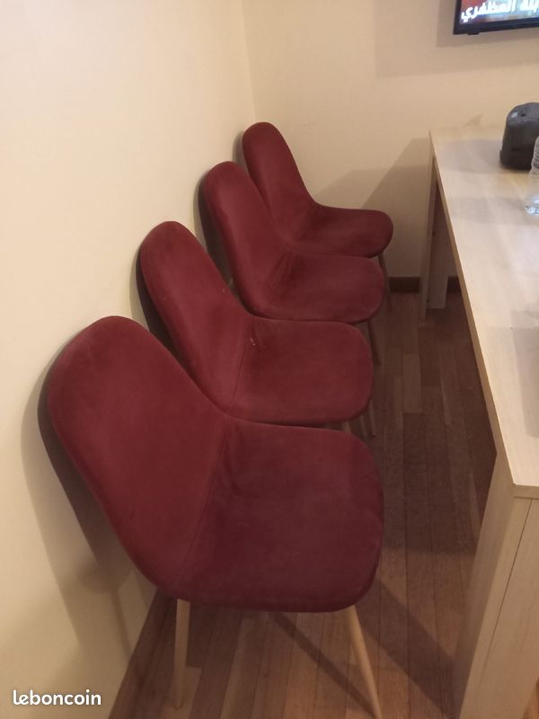 4 chaises en métal et velours (image 1)