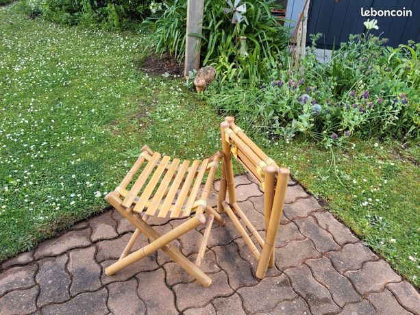 Relaxdays Tabouret Bas Pliant En Bambou Naturel - Siège Enfants, Marchepied Gain De Place, 42x32x27 Cm