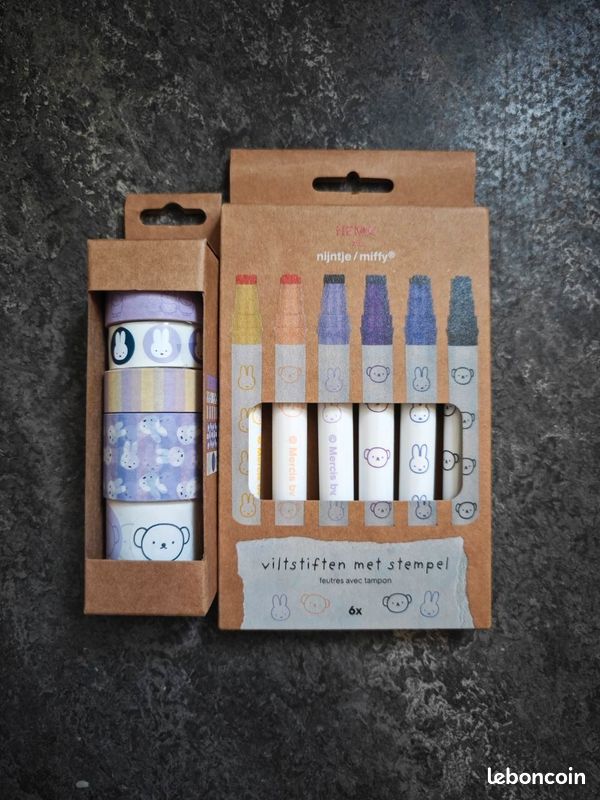 5x nouveaux rubans Washi Miffy et ses amis + 6x tampons marqueurs Miffy assortis (image 1)