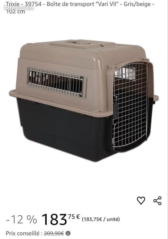 Trixie - 39754 - Boîte de transport "Vari VII" - Gris/beige - 102 cm (image 1)