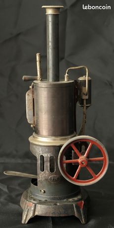 Machine à Vapeur Ancienne Josef Falk ? – Cuve Horizontale Tôle Laquée, Jouet Mécanique