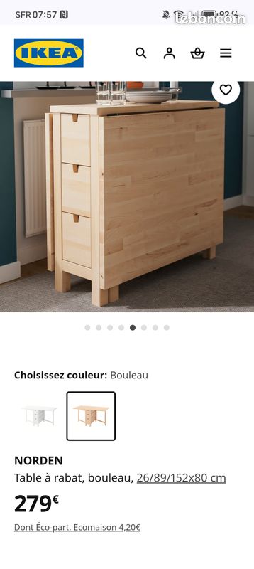 Table pliable Ikea Norden bois personnes Ameublement