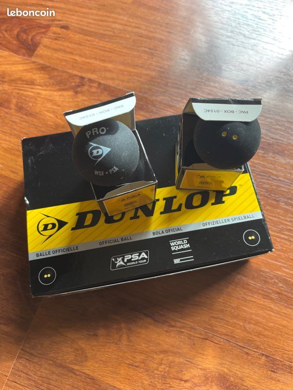 Balle De Squash Dunlop Pro Double Point Jaune - Vendue à L'unité - N°1 Mondiale