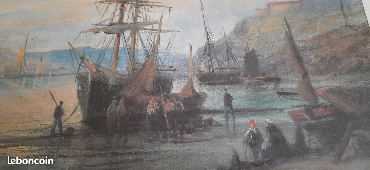 2 gravures post-impressionnistes encadrées scène côtière (image 6)